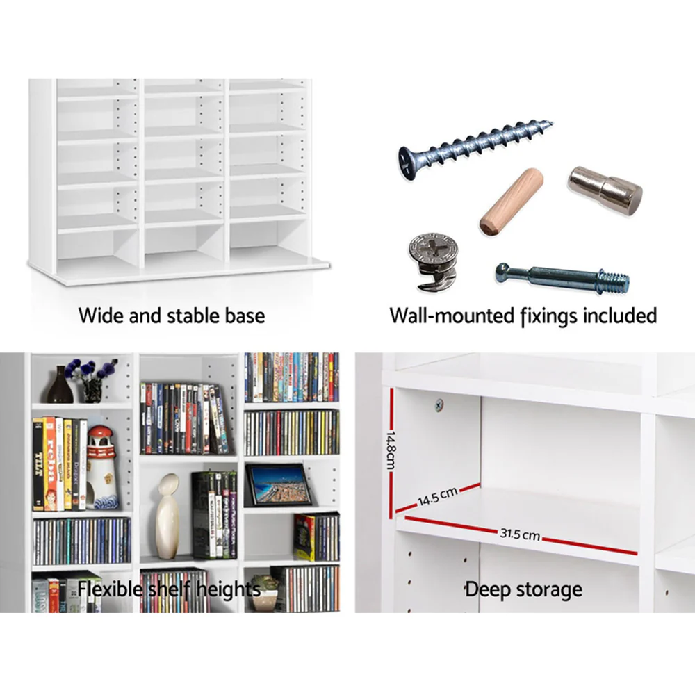 Artiss Bookshelf Cd Storage Rack - Bert White - Nurns