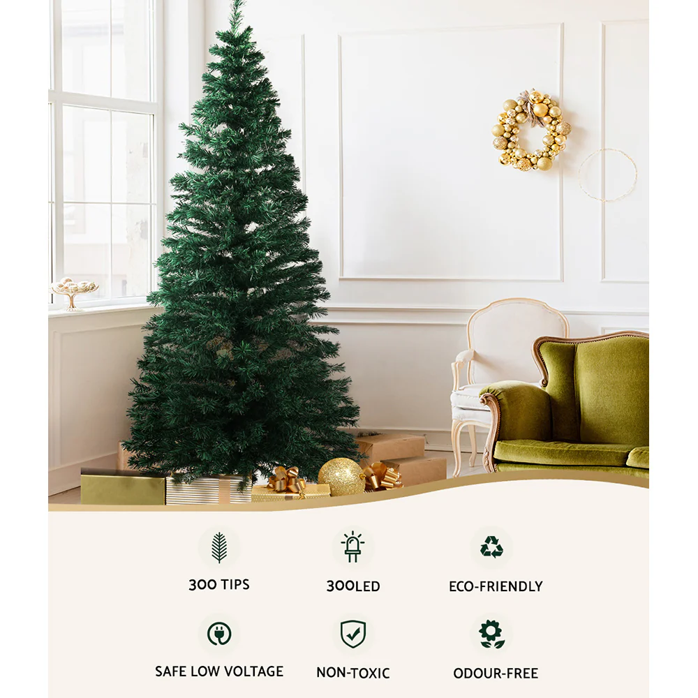6ft 1.8m 300 Tips Christmas Tree Optic Fibre Xmas tree - Warm White - Nurns