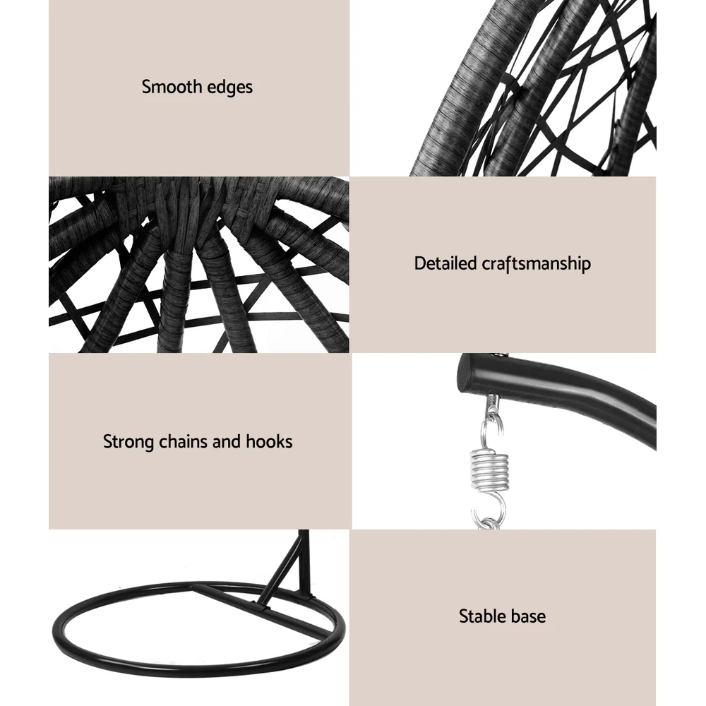 Cordi Egg Swing Chair Outdoor Hanging - Black - Nurns