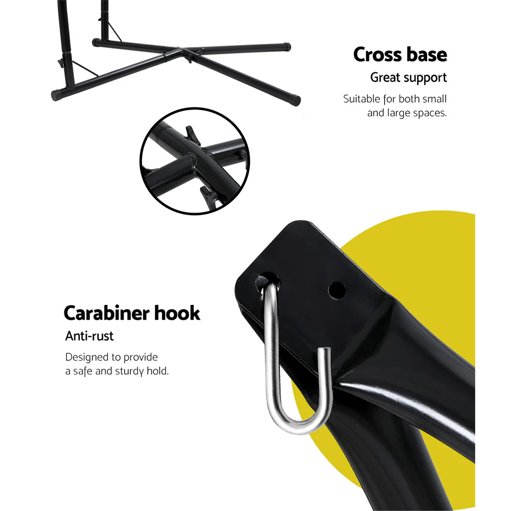 Hammock Chair Outdoor Camping Hanging with Steel Stand - Grey - Nurns