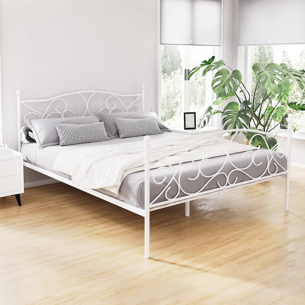 Medina Metal Bed Frame - White Queen - Nurns