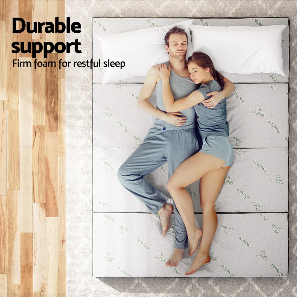 Andrew 12cm Foldable Mattress Folding Foam Bamboo - Queen - Nurns