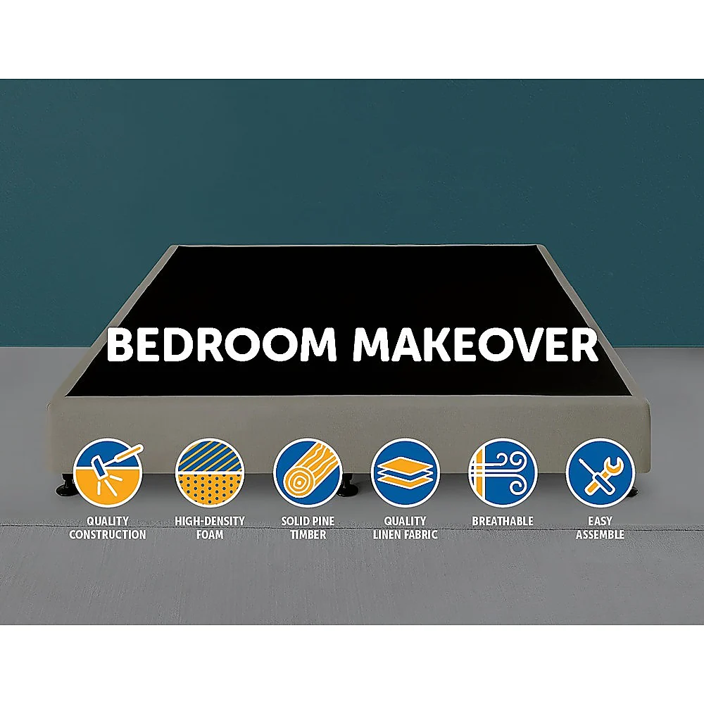 Aisha Ensemble Bed Base Linen Fabric - Natural Sand King - Nurns