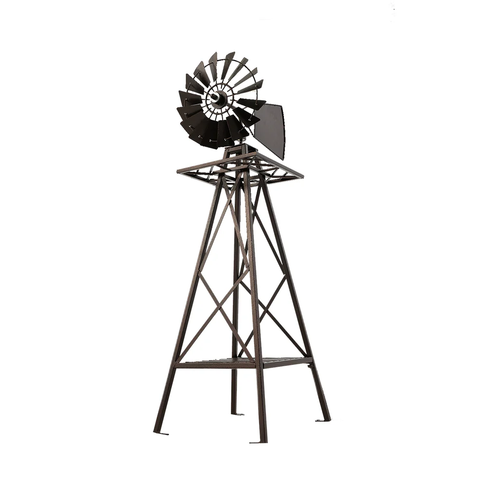 Garden Windmill 160cm Metal Ornaments Outdoor Decor Ornamental Wind Mill - Nurns