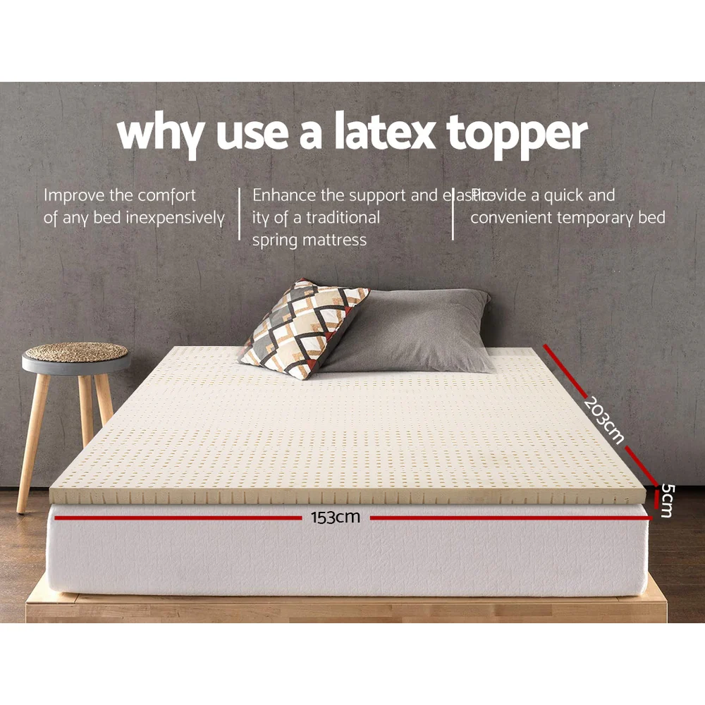 Queen Giselle Bedding Latex Mattress Topper 5cm - Nurns