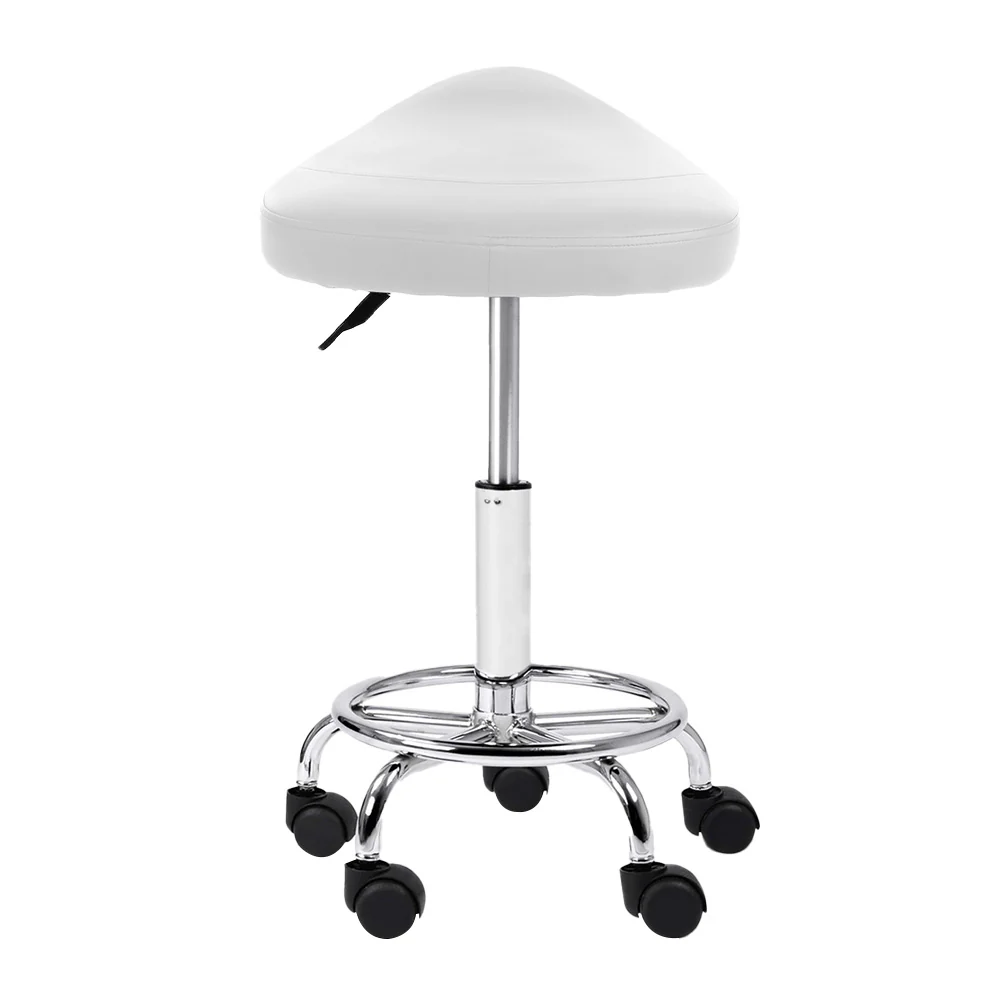 Set of 2 Salon Stool Saddle Swivel Chair White - Nurns