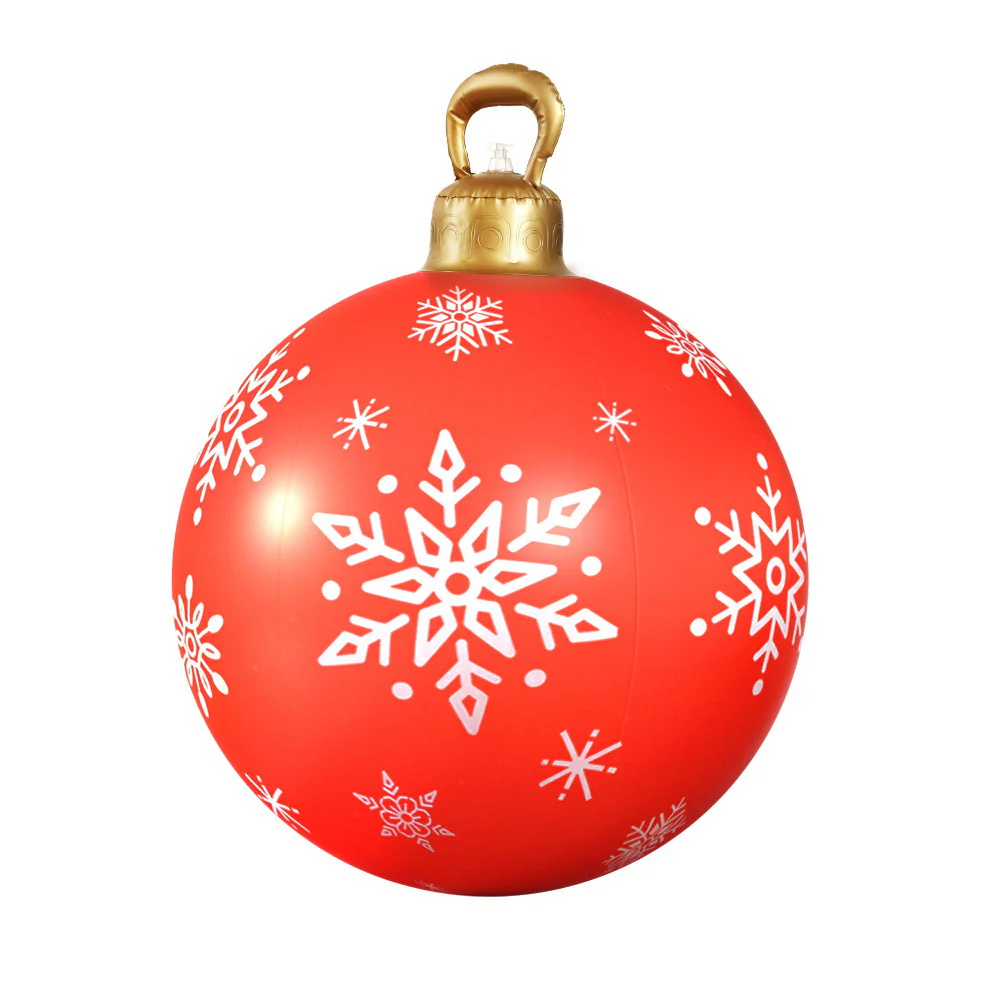Snowflake Giant Bauble Ball Christmas Inflatable LED Outdoor Xmas Decoration Red - 60cm - Nurns