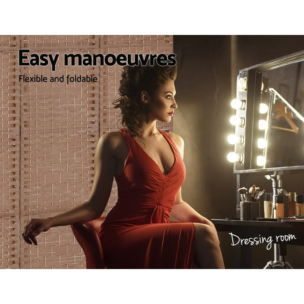 6 Panel Room Divider Screen 245x170cm Woven - Natural - Nurns