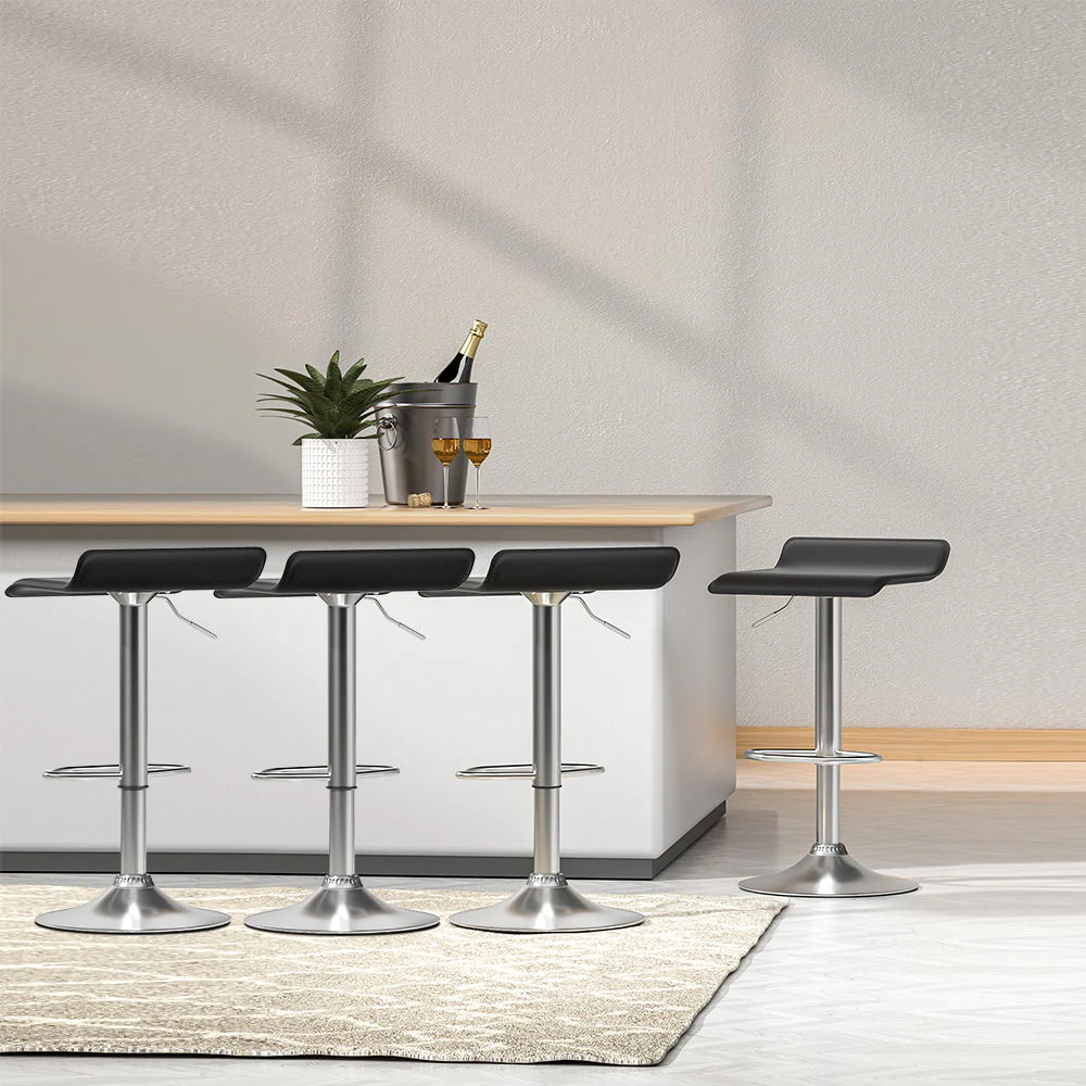 Set of 4 Nicosia Bar Stools Faux Leather Chair - Black - Nurns