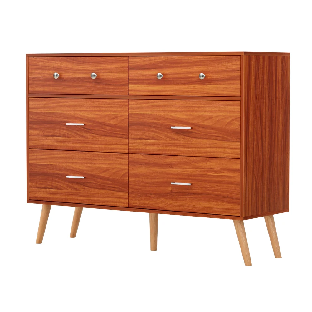 Artiss 6 Chest of Drawers Storage Cabinet Walnut - Nurns