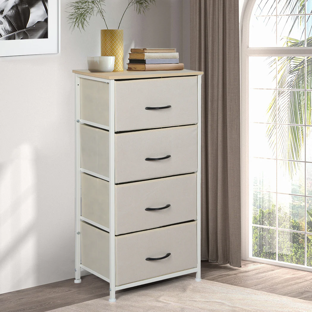 Levede Storage Cabinet Tower Chest Beige - Nurns