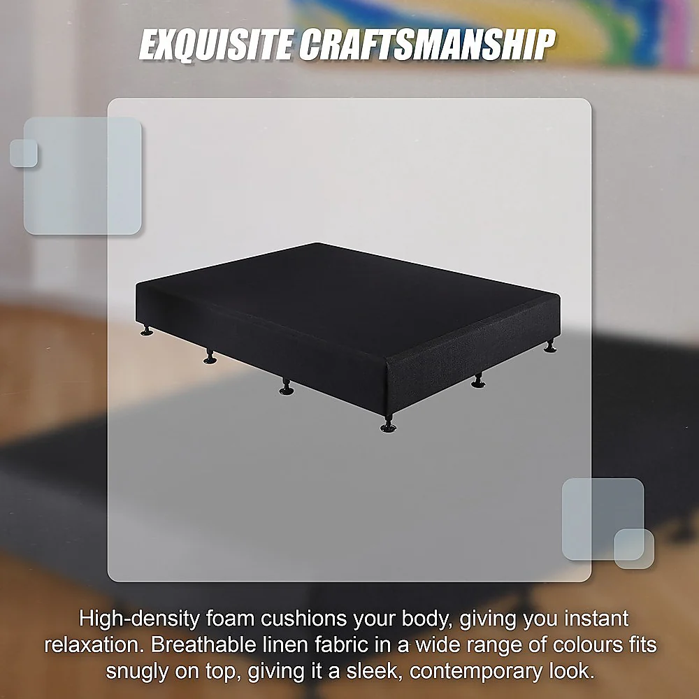 Aisha Ensemble Bed Base Linen Fabric - Midnight Black King Single - Nurns