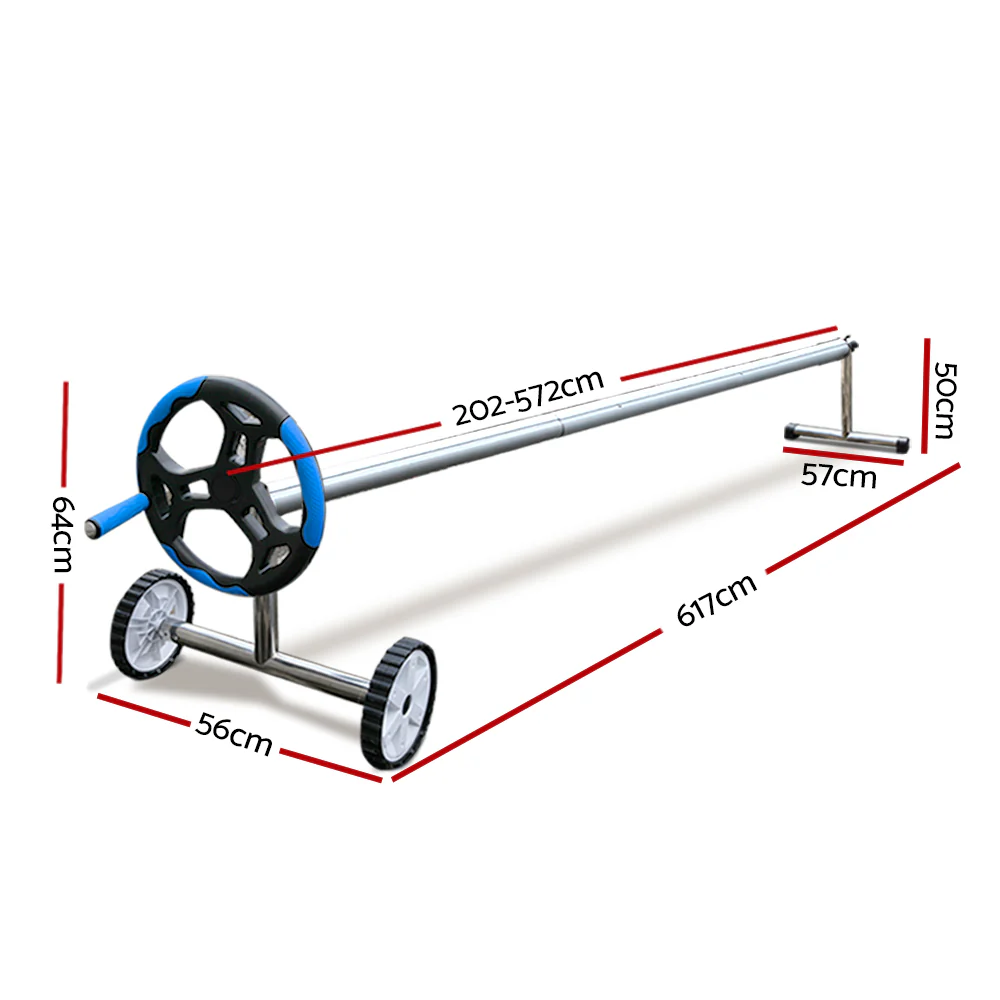 Swimming Pool Cover Roller Reel Adjustable Solar Thermal Blanket Blue - Nurns