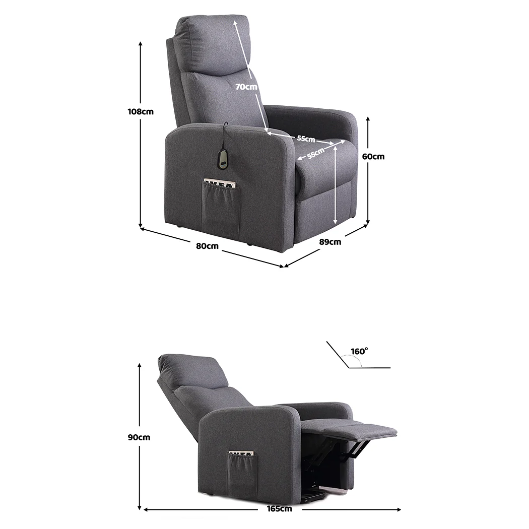 Odin Luxury Recliner Electric Massage Chair with Heat Function - Grey - Nurns