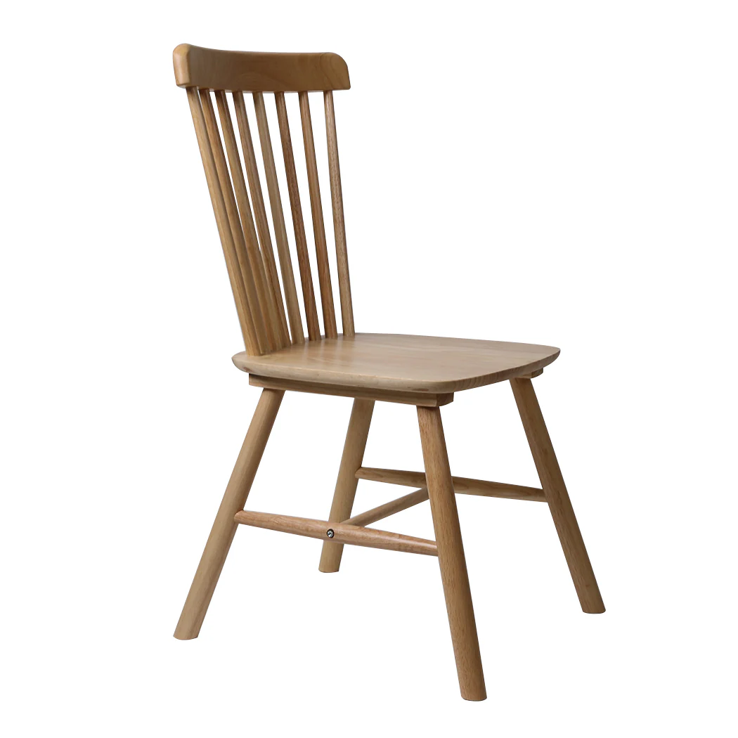 Olivia Set of 2 Dining Chairs Side Replica Kitchen Wood Furniture - Oak - Nurns