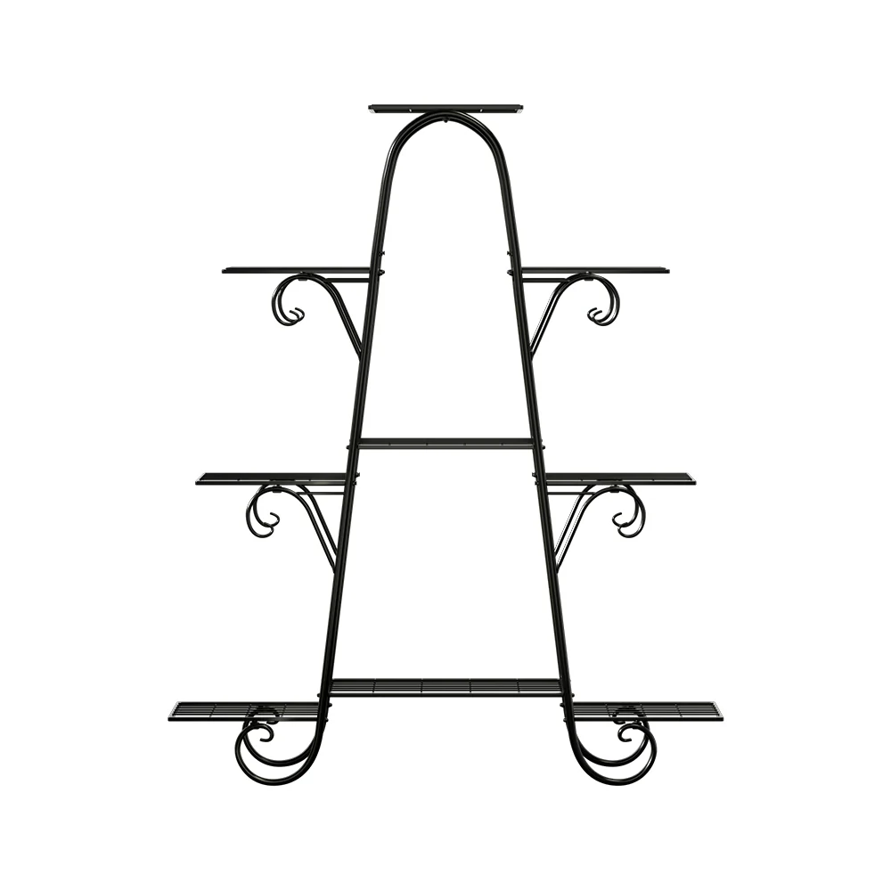 Plant Stand 9 Tier Metal Flower Pot Shelf - Black - Nurns