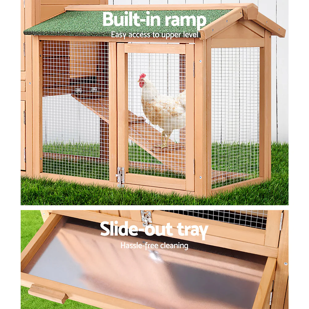 Chicken Coop Rabbit Hutch 138cm Wide Wooden Pet Hutch - Nurns