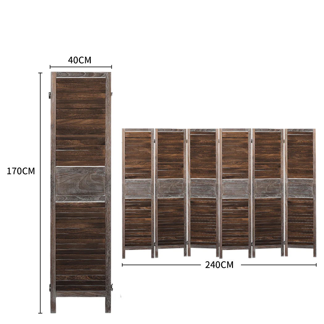 Room Divider 6 Panel Folding - Brown - Nurns