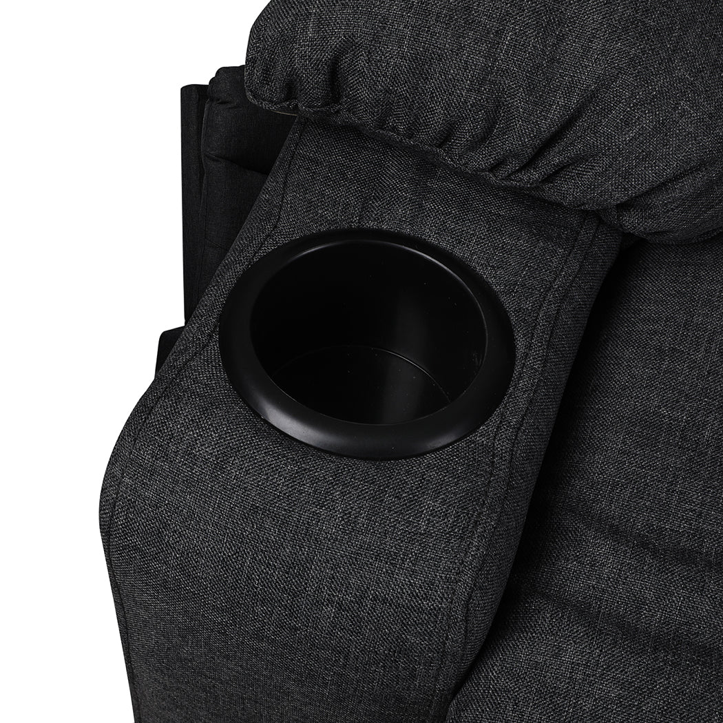 Medea Recliner Chair Electric Lift Chair Armchair Lounge Fabric USB Charge - Black - Nurns