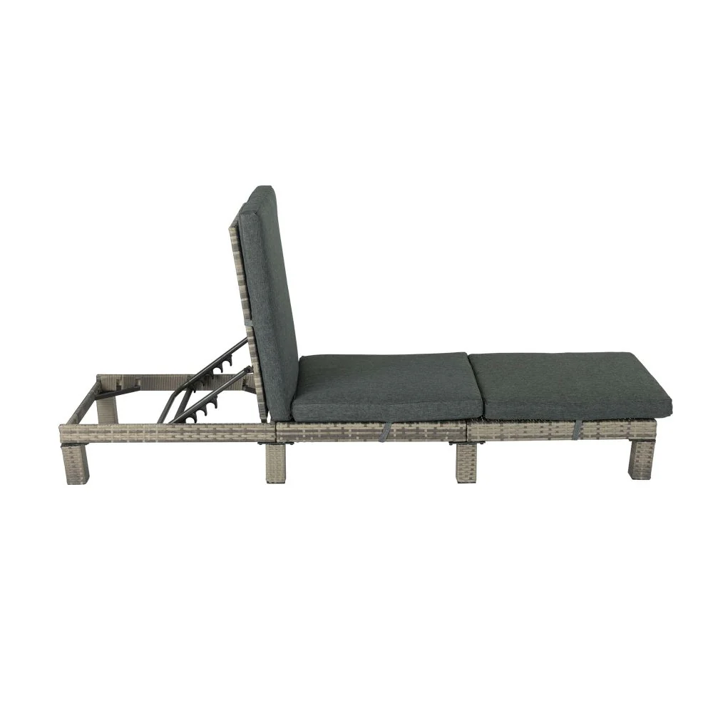 Dylan Rattan Sunbed With Adjustable Recline - Grey - Nurns