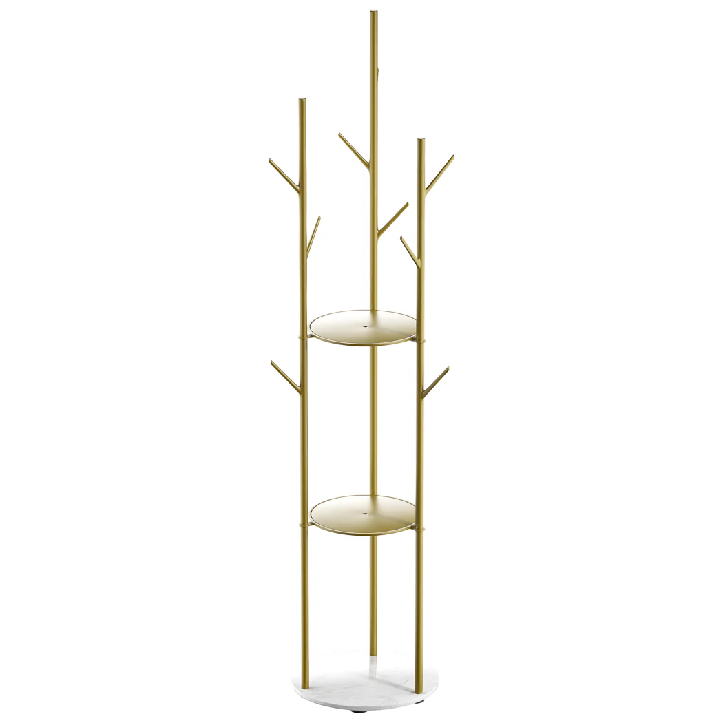 Coat Rack Clothes Stand 8 Hook Organizer - Gold - Nurns