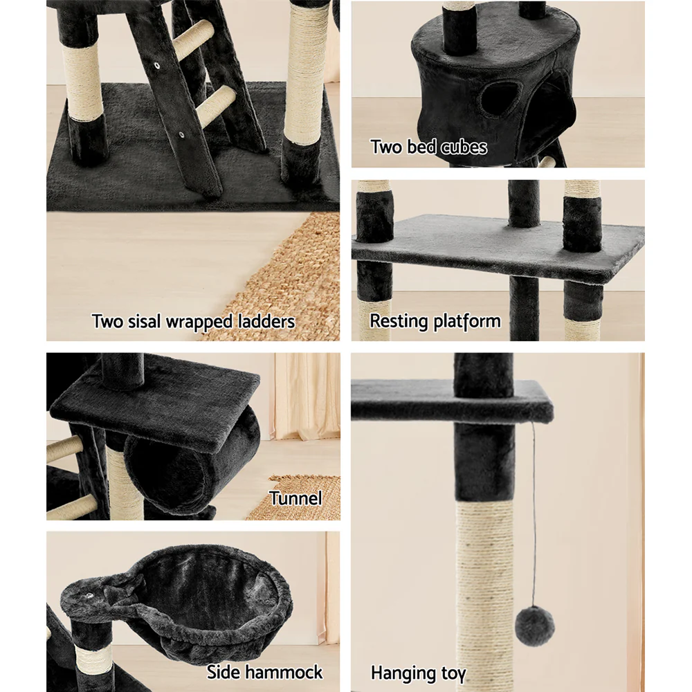 Cat Tree 260cm Trees Scratching Post Scratcher Tower Condo House Furniture Wood - Nurns