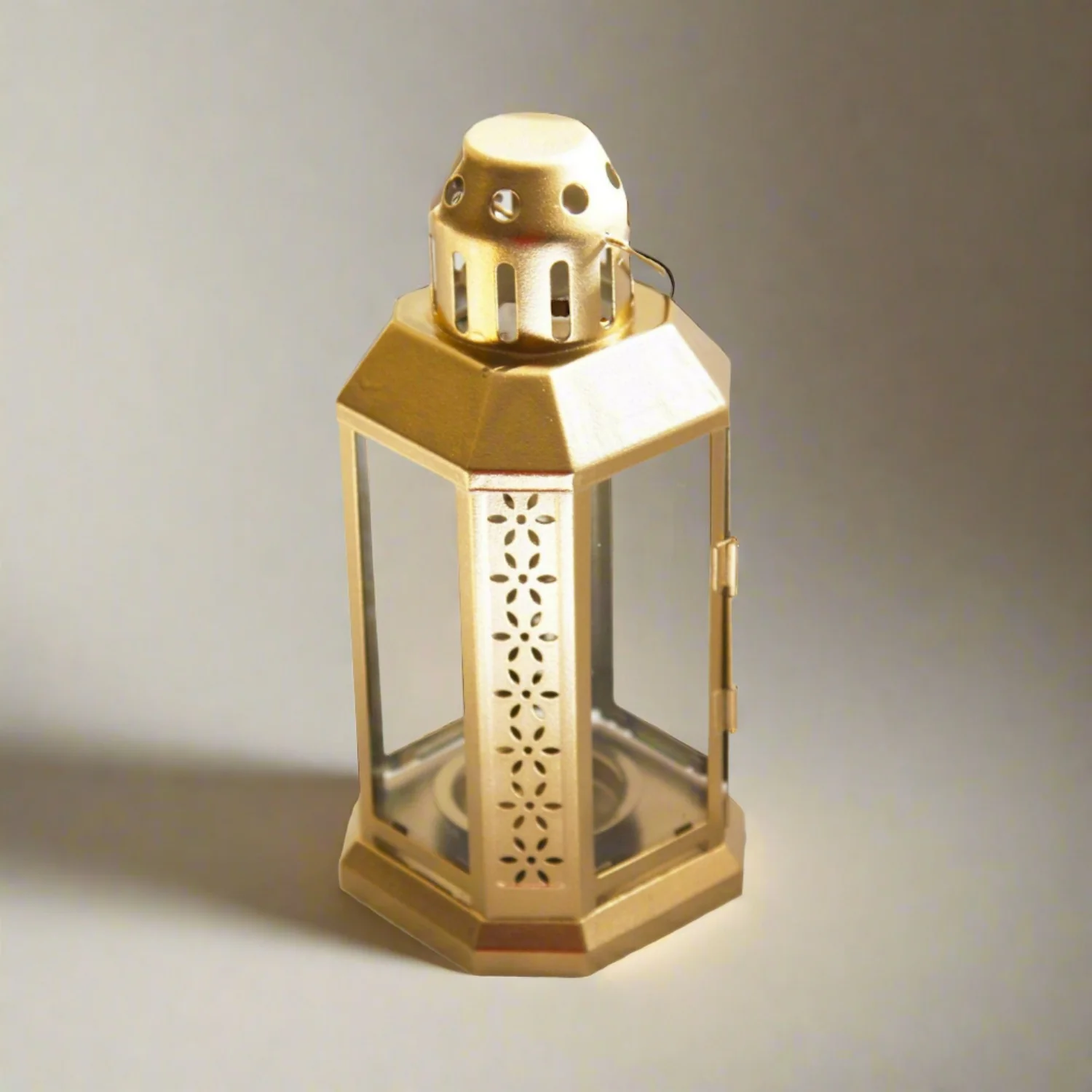 Set of 5 Gold Metal 21cm Tealight Candle Miners Lantern Summer Xmas Wedding Home Party Room Balcony Deck Decoration - Nurns