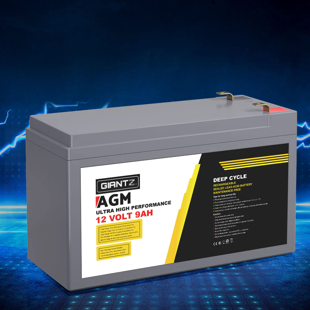 AGM Deep Cycle Battery 12V 9Ah Box Portable Solar Caravan Camping - Nurns