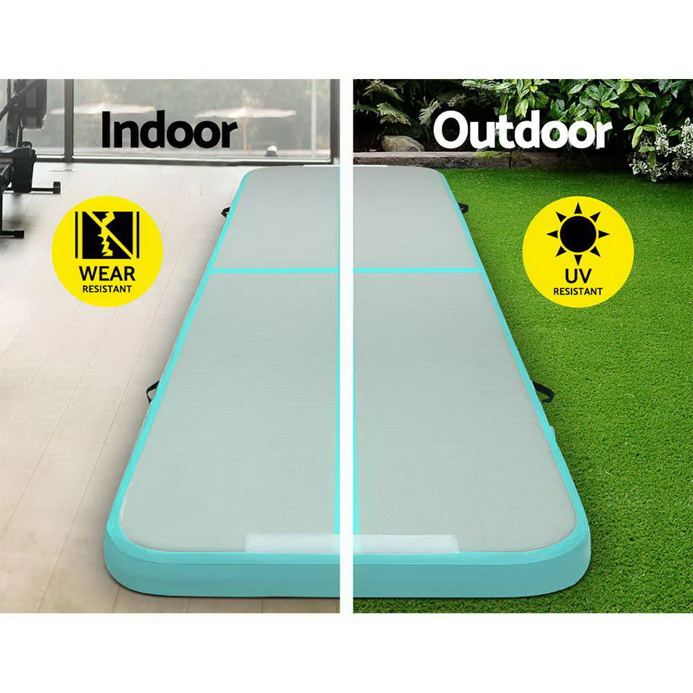 Everfit GoFun 3X1M Inflatable Air Track Mat with Pump Tumbling Gymnastics Green - Nurns