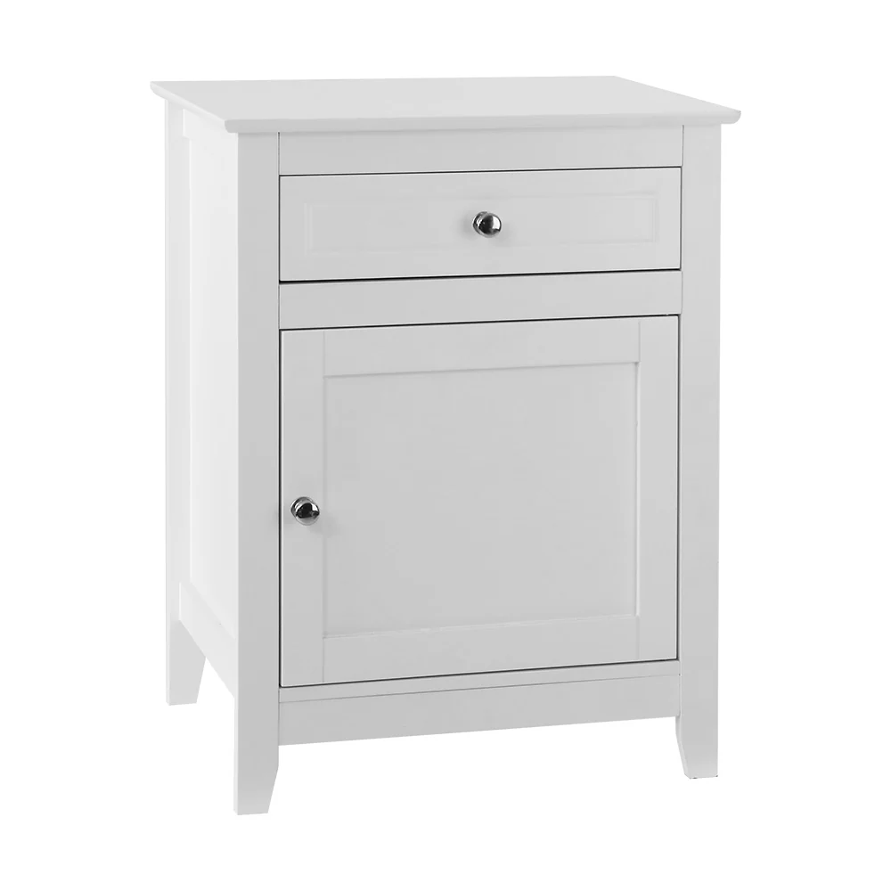 Comeau Wooden Bedside Tables Big Storage Cabinet Nightstand Lamp Chest with 2 Drawers - White - Nurns