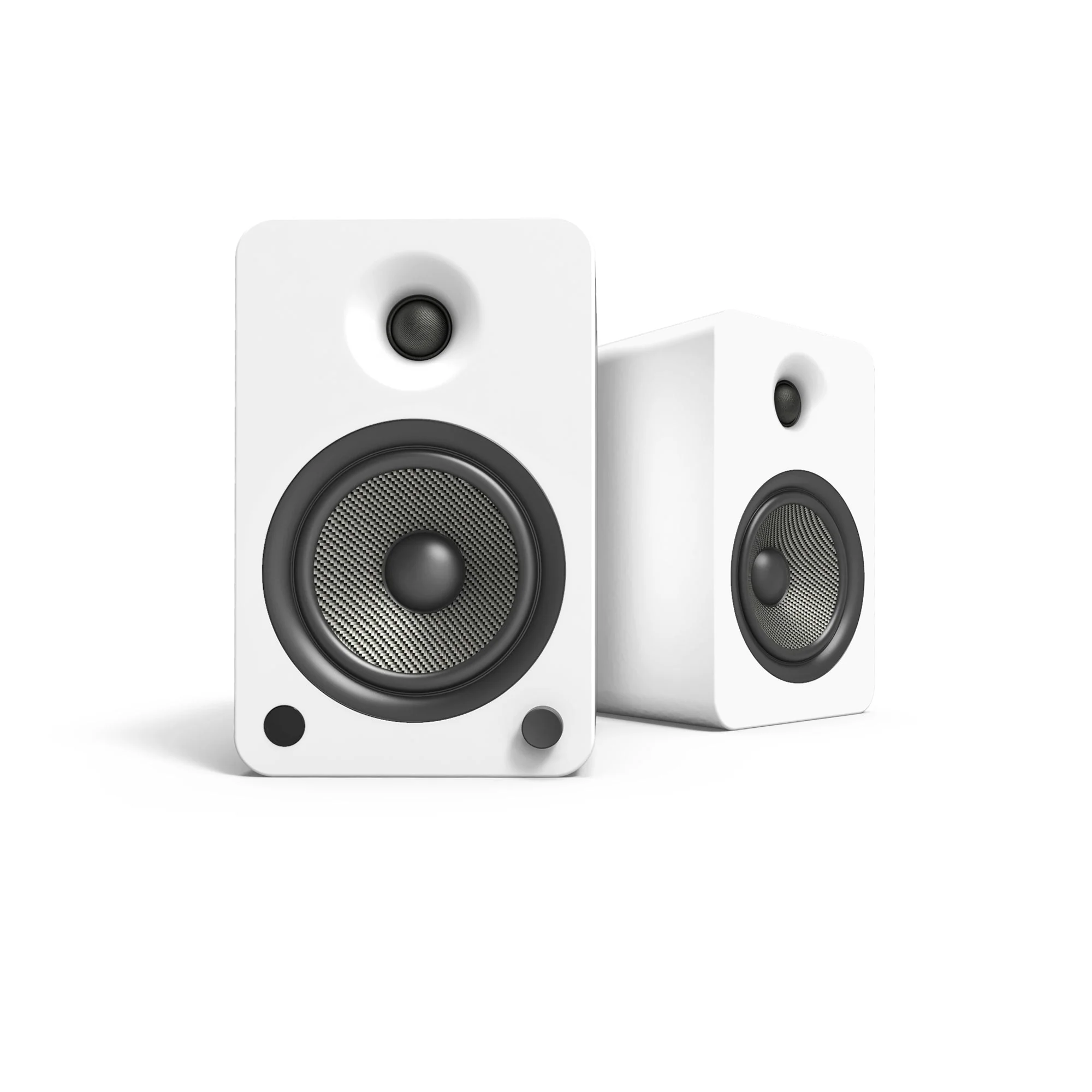 YU6 200W Powered Bookshelf Speakers with Bluetooth and Phono Preamp - Matte White - Nurns