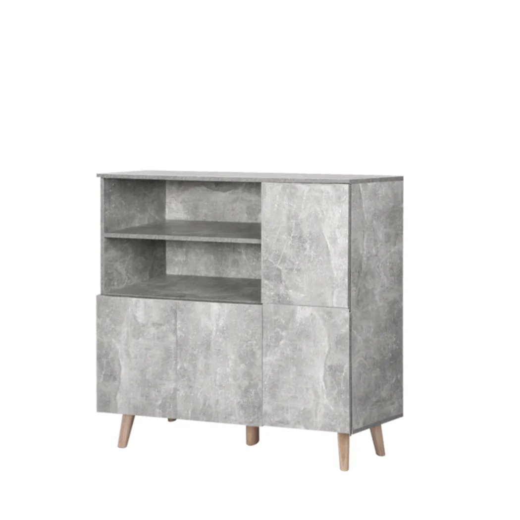 Alaric Wooden Buffet Sideboard Storage Cabinet Cupboard Hallway - Grey - Nurns