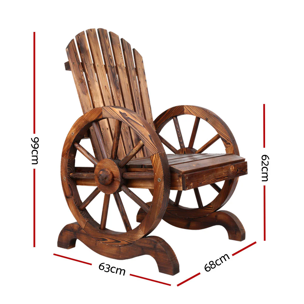 Celestia Wooden Wagon Chair Outdoor - Brown - Nurns