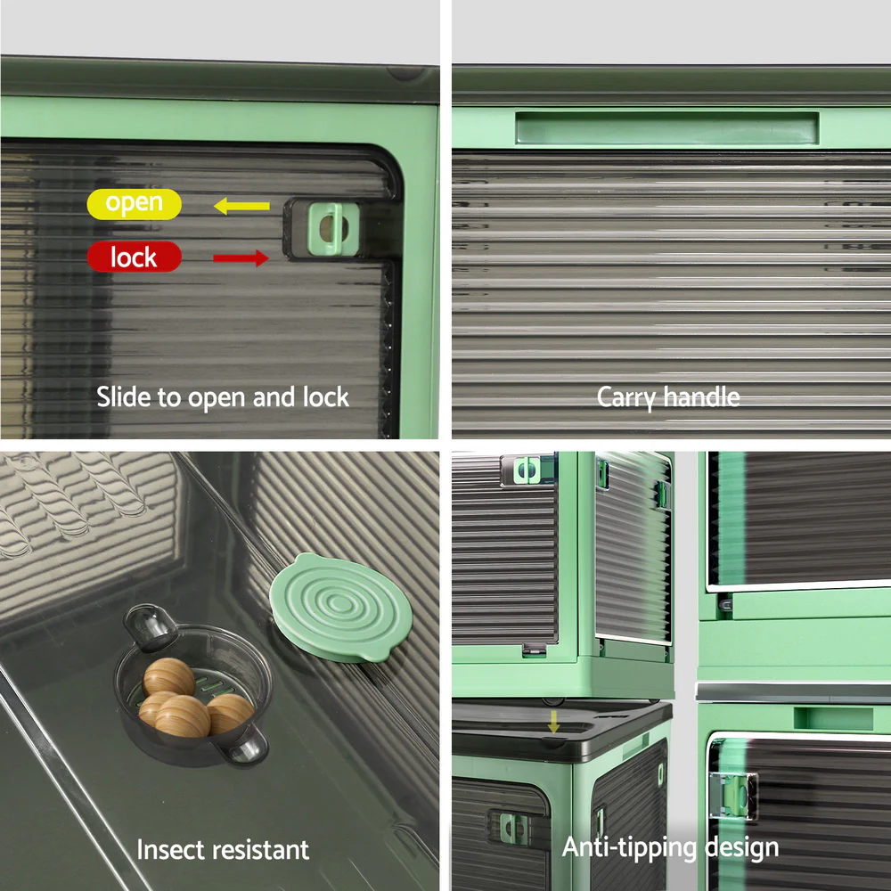 Artiss Storage Box Container Foldable Stackable 5 Sides Open Transparent 82L - Nurns