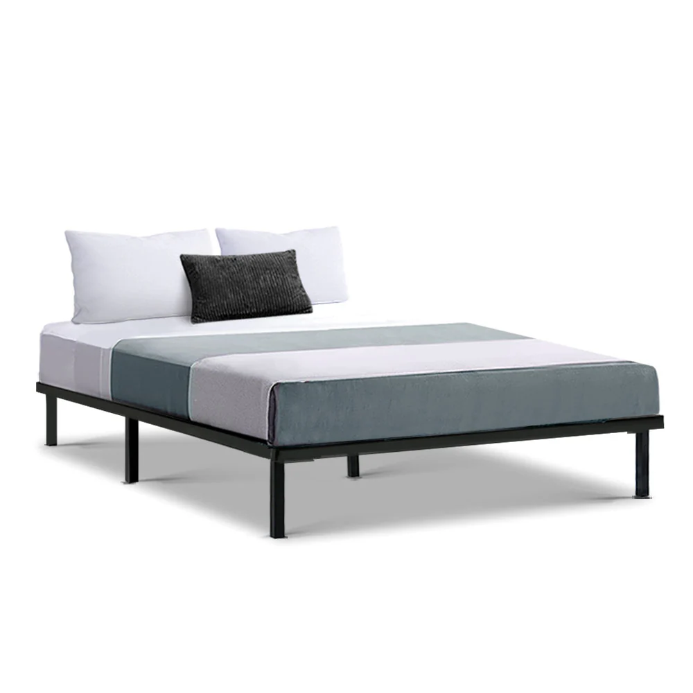 Dane Metal Bed Frame Base Platform - Black Double - Nurns