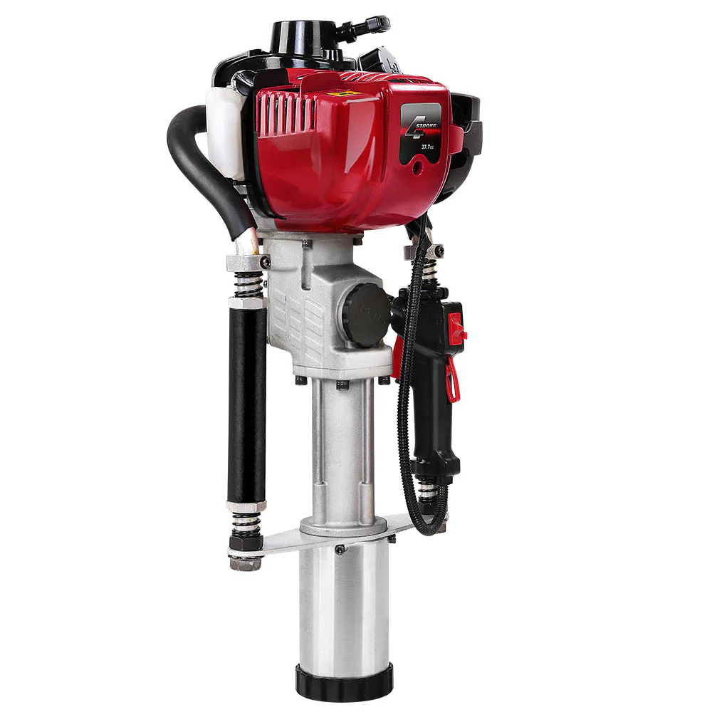 Petrol Post Driver 38CC 4-Stroke Rammer Pile Star Picket Fence Hole Drive Red - Nurns