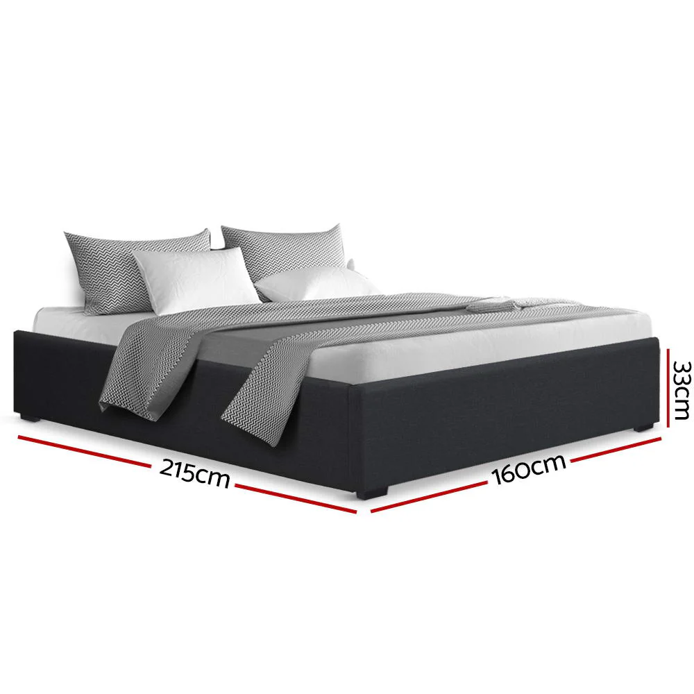 Mercury Bed & Mattress Package with 34cm Black Mattress - Charcoal Queen - Nurns