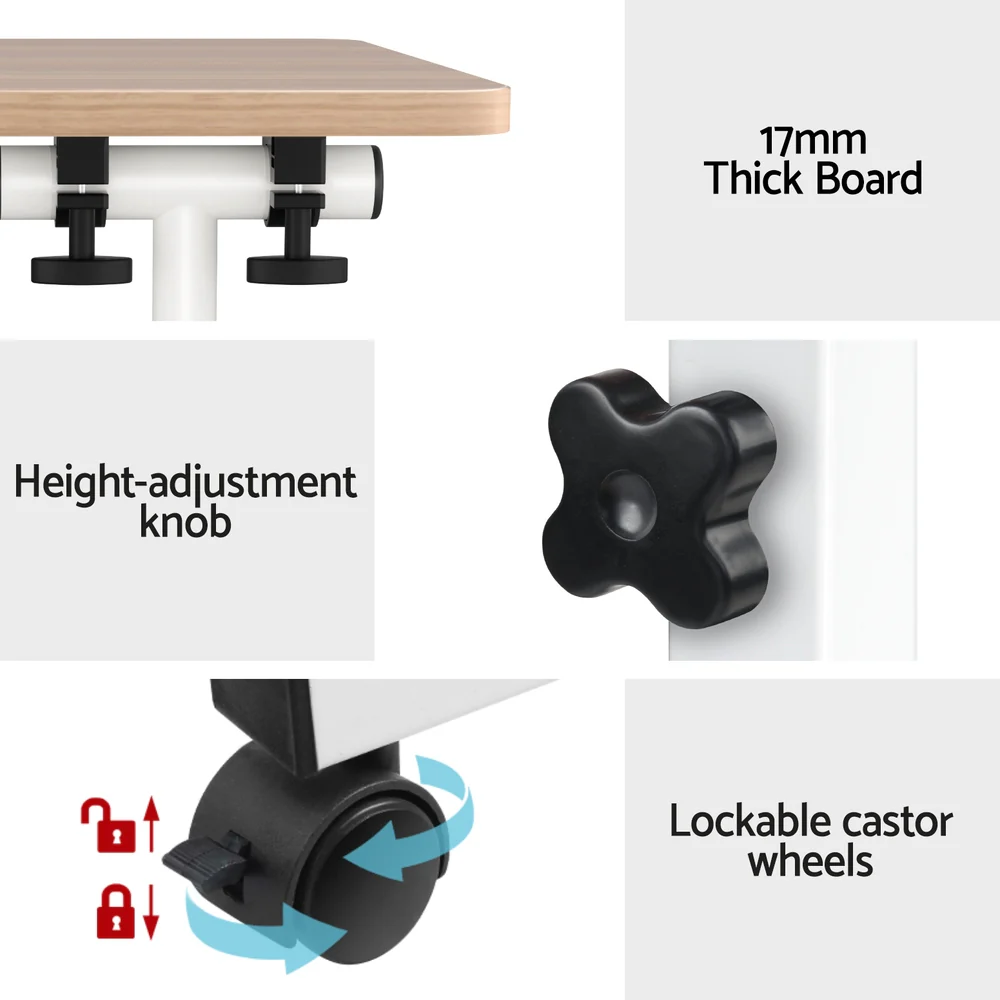 Artiss Laptop Desk Table Adjustable 80cm Light Wood - Nurns