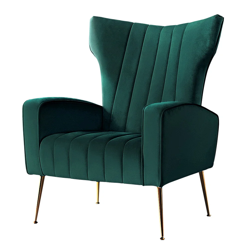 Maricel Accent Velvet Seat Lounge Armchair - Green - Nurns