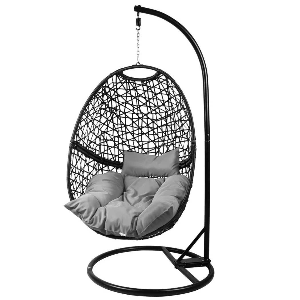 Leith Hanging Swing Egg Chair Pod Patio Cushion Seat - Black - Nurns