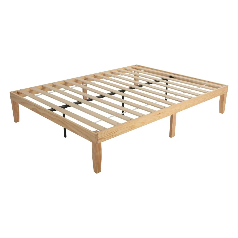 Lorelei Warm Wooden Natural Bed Base Frame - Wood Queen - Nurns