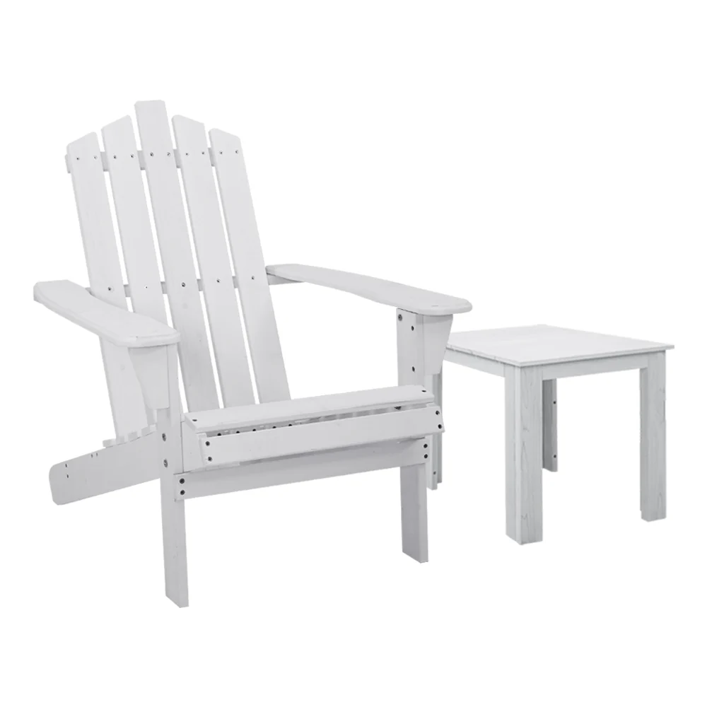 Adirondack Gardeon 2PC Outdoor Table and Chair Wooden Beach Chair Patio Furniture - Nurns