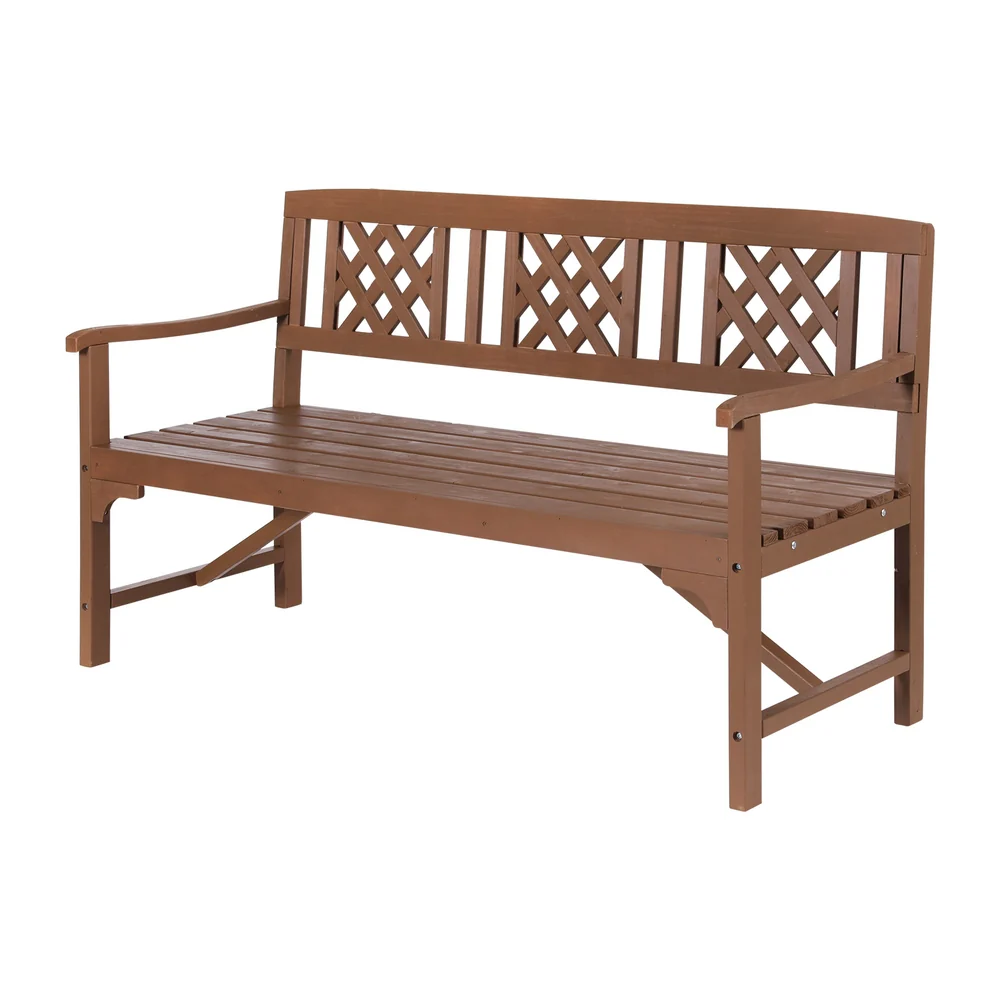 Solene Wooden Garden Bench 3 Seat Patio Furniture Timber Outdoor Lounge Chair - Natural - Nurns