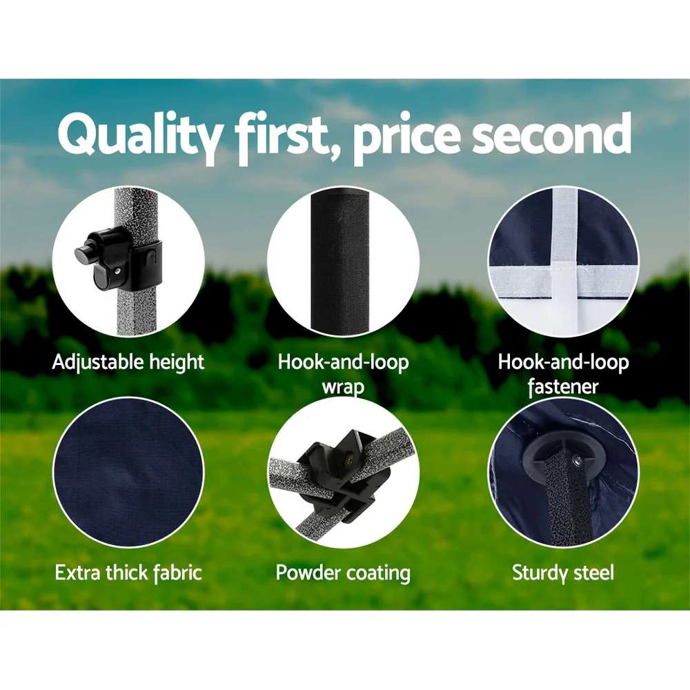 Instahut Gazebo Pop Up Marquee 3x3m Folding Tent Wedding Outdoor Camping Canopy Gazebos Shade Navy - Nurns