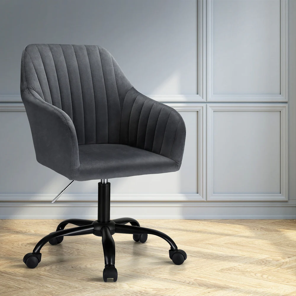 Artiss Office Chair Velvet Seat Dark Grey - Nurns