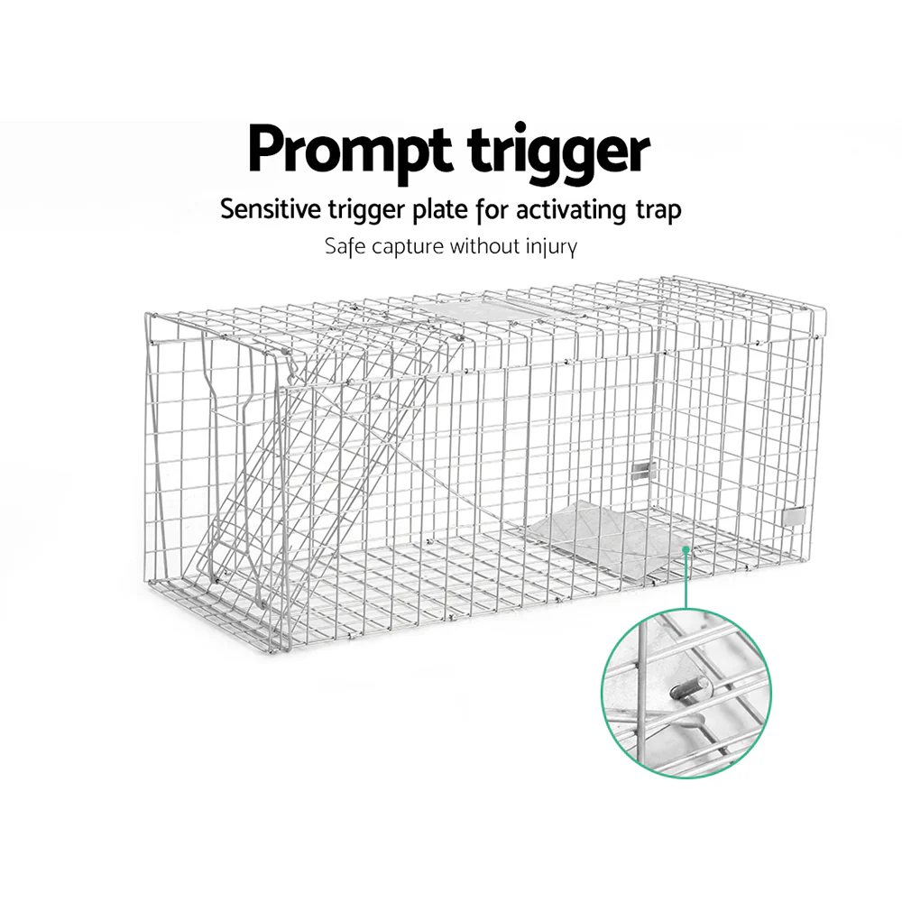 Humane Animal Trap Cage 150x50x53cm - Silver - Nurns