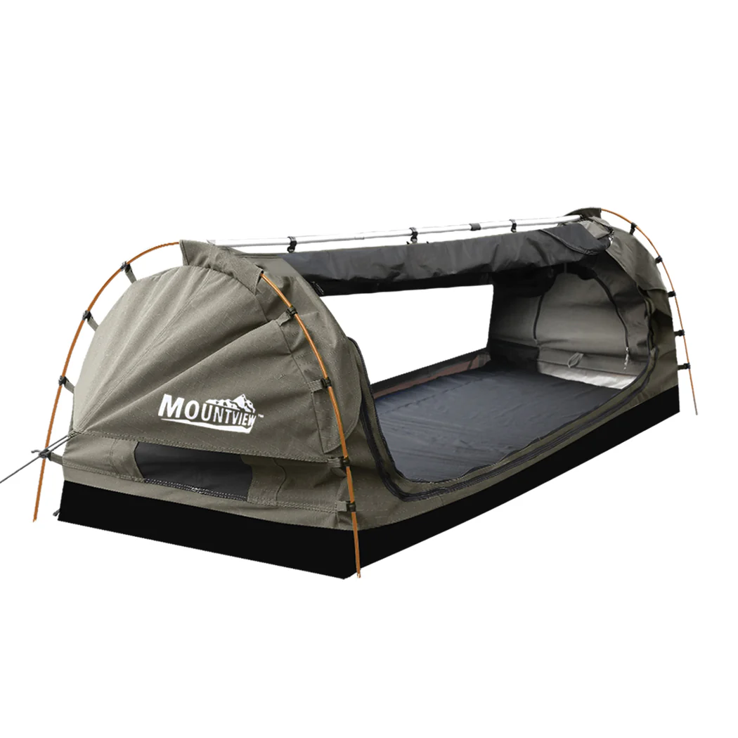 Mountview Double Swag Camping Swags Canvas Dome Tent Free Standing Grey - Nurns