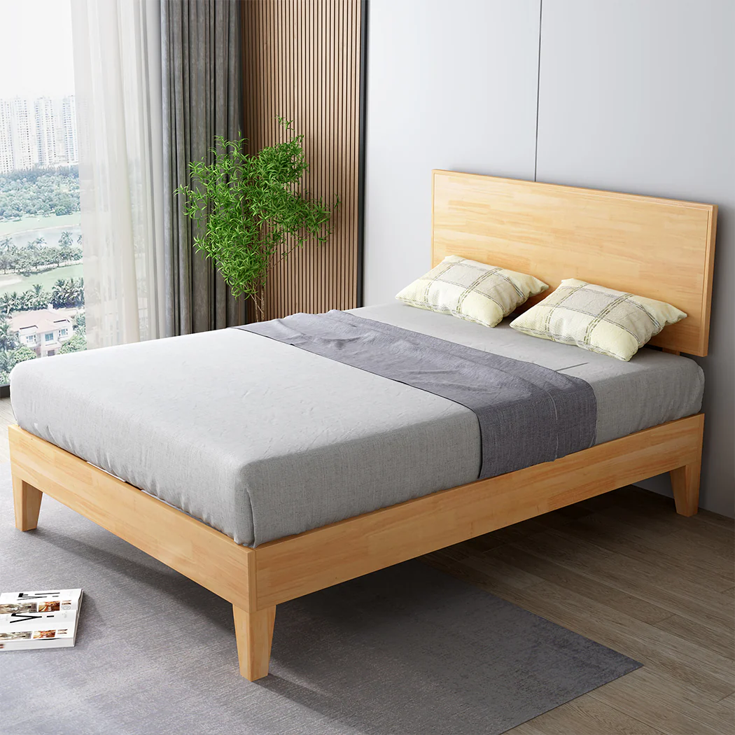 Naomi Rubberwood Bed Frame - Natural Double - Nurns