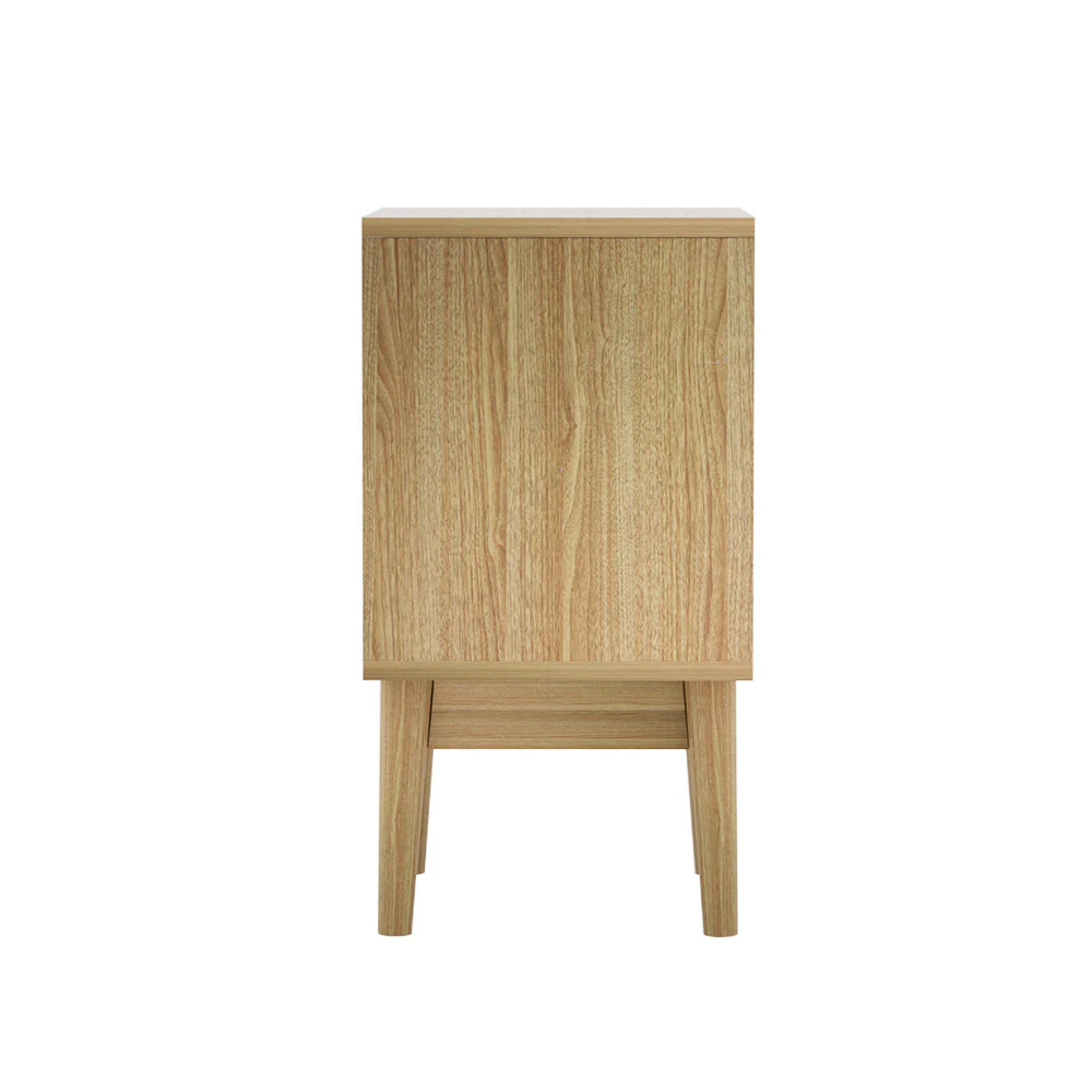 Simcoe Wood Rattan Bedside Tables Rattan Side Table Nightstand Storage Cabinet - Wood - Nurns