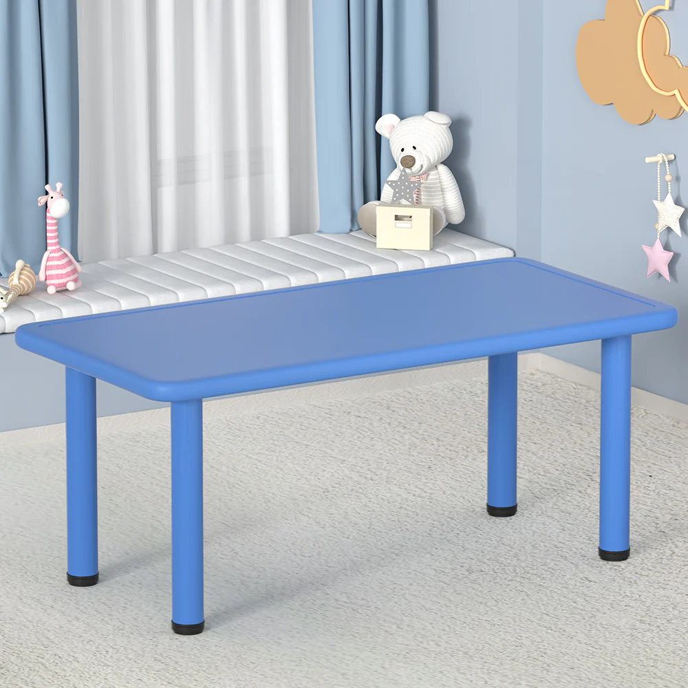 Padma Kids Table & Chairs Set 120cm Toddler Children Playing Table Party Study Plastic Desk - Blue - Nurns